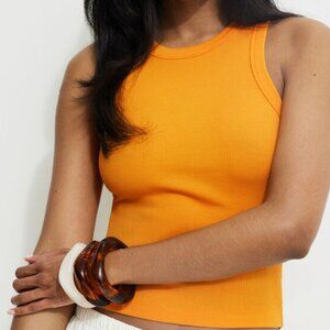 Apricot Orange Ribbed Tank Top